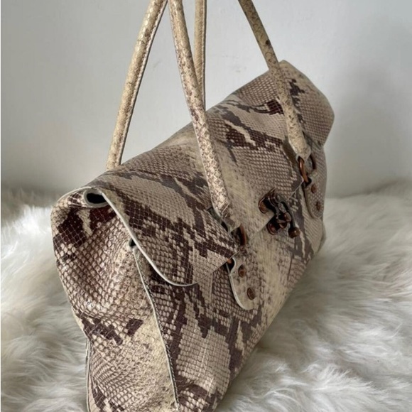 Cynthia Rowley Brown White Python Snakeskin Leather
Satchel Purse - Picture 5 of 6